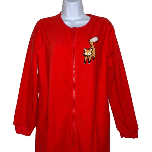 Nick & Nora Red Fox Pajamas Womens M Footed Unionsuit PJs Costume Solid - Picture 2 of 10